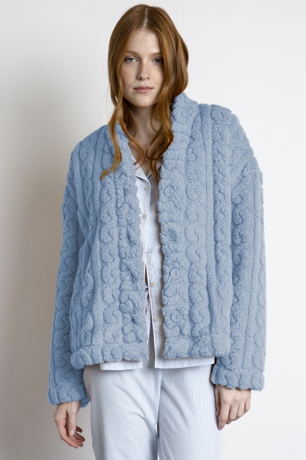 Giaccotto coral con bottoni 67325 azzurro