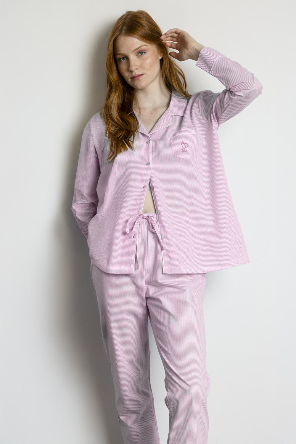 Pigiama taglio uomo manica lunga cotone 63625 rosa