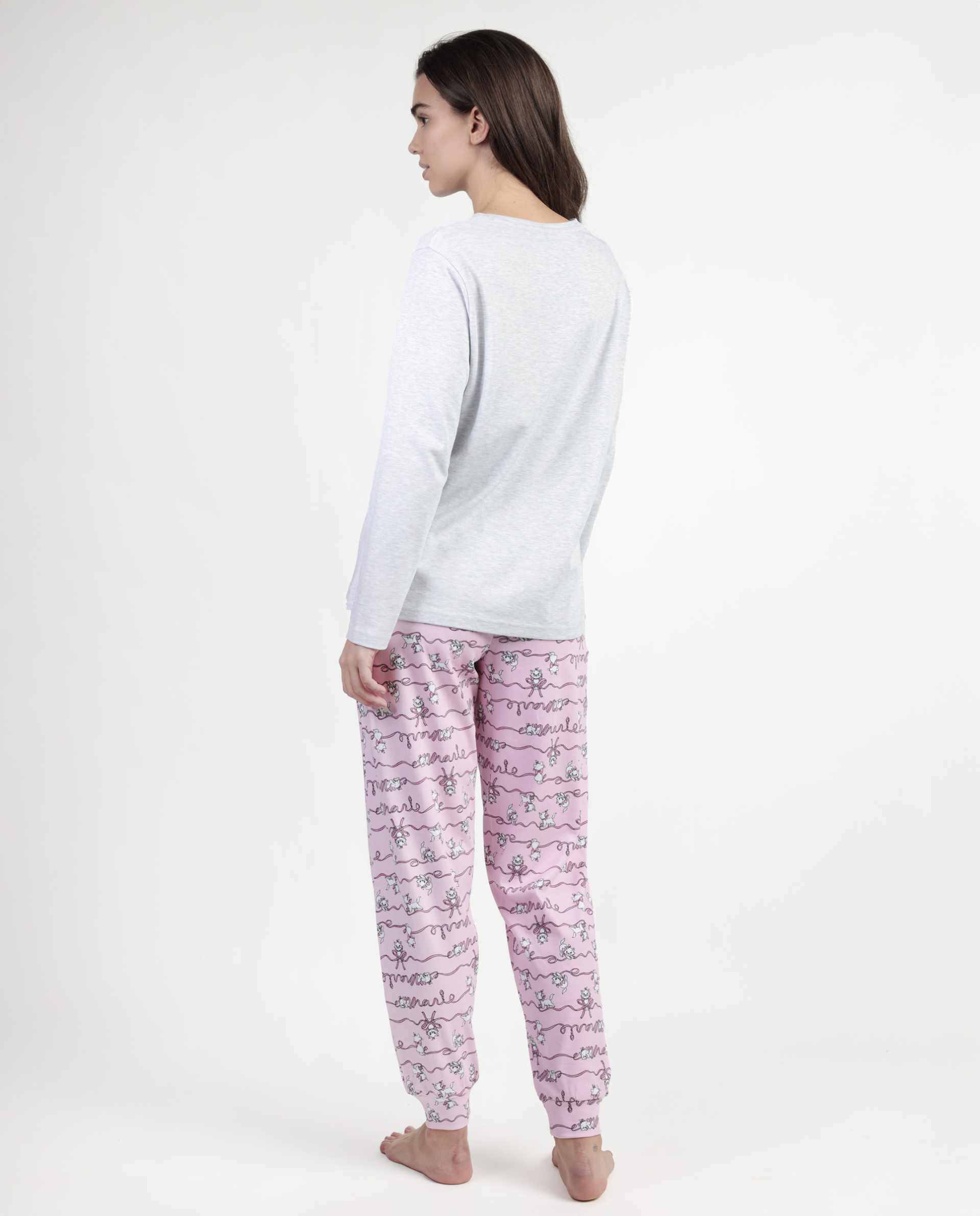 Pigiama donna girocollo stampa Disney 63320 grigio-rosa