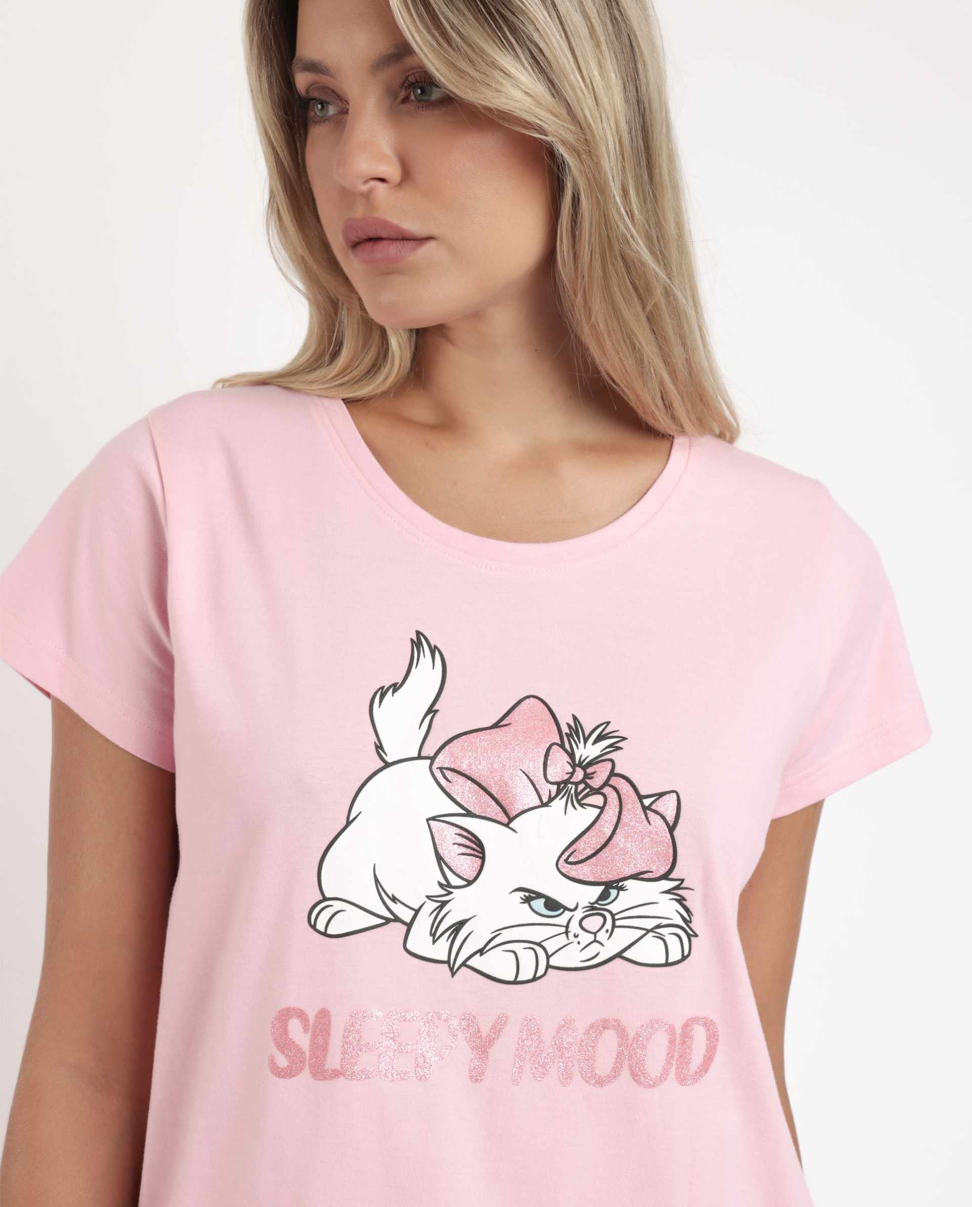 Pigiama girocollo e pantaloncino corto 63301 rosa Aristogatti